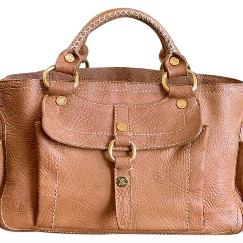 Celine Boogie Handle Brown Leather Satchel